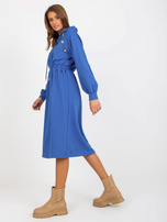 Hurt Ciemnoniebieska rozkloszowana sukienka dresowa z guzikami 