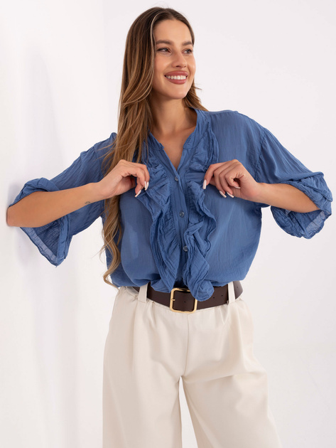 Brudnoniebieska letnia koszula z rękawem 3/4