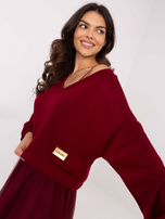 Hurt Bordowy casualowy komplet z tiulową sukienką