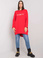 Czerwona tunika plus size z kieszeniami Alexiah