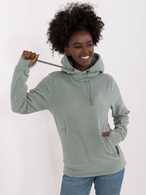 Hurt Pistacjowa bluza kangurka damska z kapturem SUBLEVEL