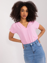 Hurtownia Jasnoróżowa luźna bluzka BASIC FEEL GOOD