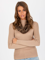 Hurtownia Ciemnobeżowy damski komin w cętki 