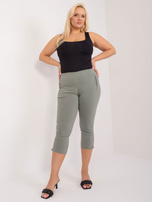 Hurt Khaki material capri pants plus size.