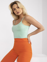 Jasnozielony melanżowy top basic z tkaniny bambusowej 