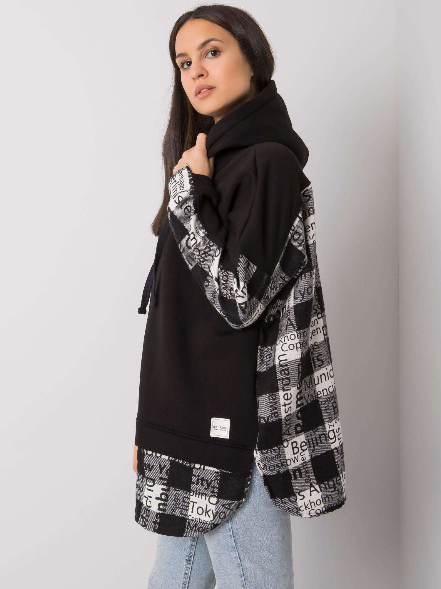 Black and white women's hoodie Freyah RUE PARIS.