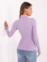 Liliowa dopasowana bluzka basic z golfem Elisee RUE PARIS