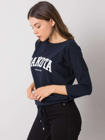 Navy blue blouse with print Rosita RUE PARIS