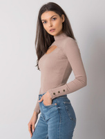 Ciemnobeżowa bluzka z wycięciem Attale 