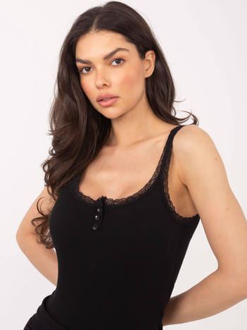 Czarny krótki top z guzikami przy dekolcie