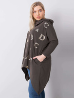 Ciemna khaki bluza plus size z kapturem Aina