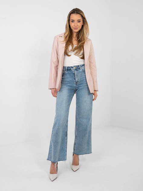 Jasnoróżowa skórzana marynarka z podszewką RUE PARIS