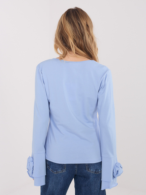 Brudnoniebieska dopasowana bluzka z bawełny