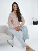 Jasnobeżowa bluza miś bez kaptura