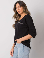 Black Cotton Casual Blouse Sofia RUE PARIS
