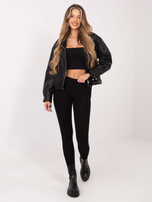 Czarno-srebrne legginsy Rissa RUE PARIS