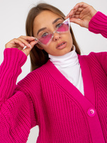 Hurt Fuksjowy długi kardigan z kieszeniami OCH BELLA 