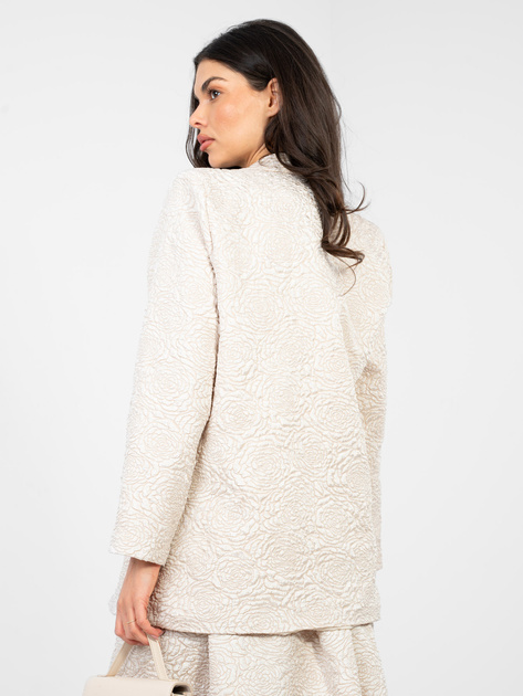 Jasnobeżowa żakardowa marynarka z podszewką RUE PARIS