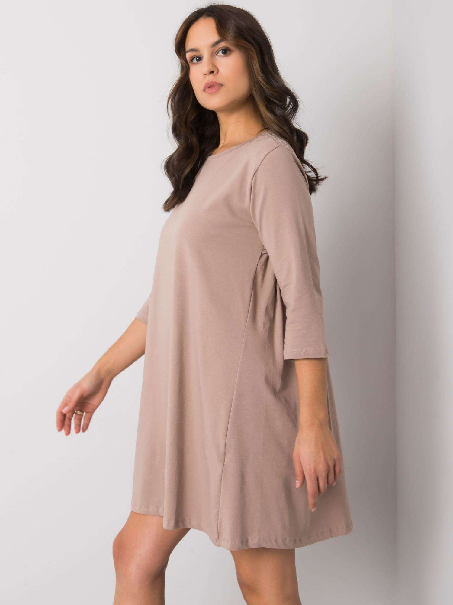 Hurt Dark Beige Cotton Dress Jamelia RUE PARIS.