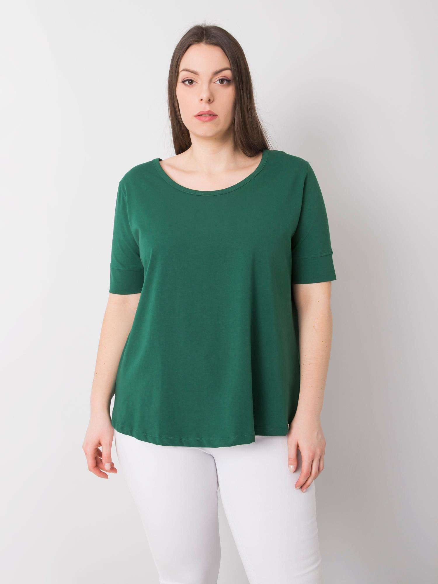 Dunkelgrünes T-Shirt aus Baumwolle Plus Size Missy.