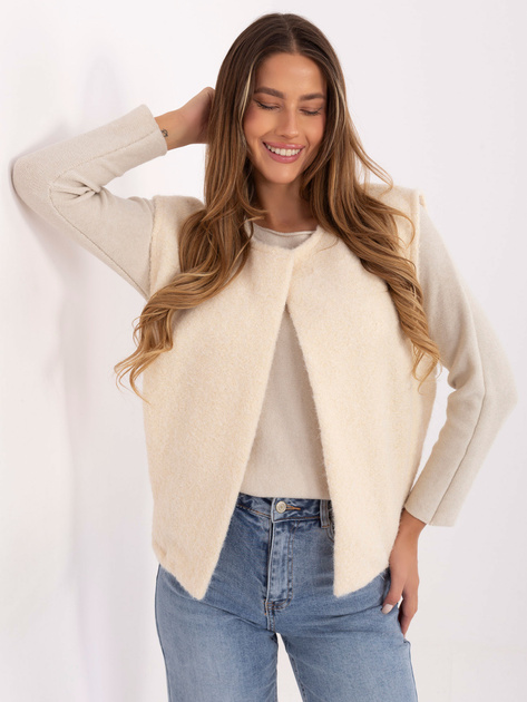 Ecru kamizelka z włochatej dzianiny RUE PARIS