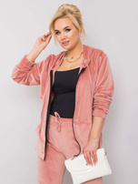 Brudnoróżowy welurowy komplet plus size Michell