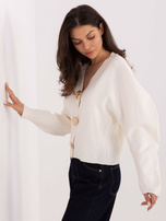 Jasnobeżowy rozpinany sweter z dekoltem V