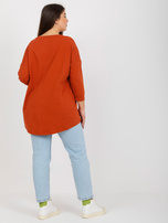 Hurtownia Ceglasta bluzka plus size z aplikacjami