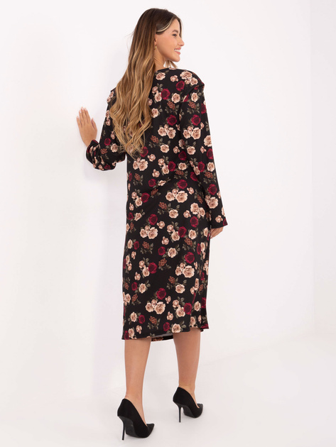 Czarna midi sukienka w różę RUE PARIS