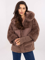Brązowa zimowa kurtka z odpinanymi ściągaczami