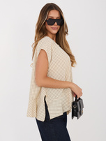 Beżowa letnia bluzka z domieszką lyocellu