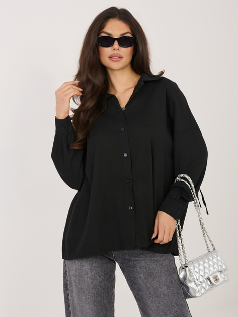 Czarna letnia koszula z wiązaniami na plecach