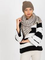 Hurtownia online Beżowo-szary szal damski z dzianiny