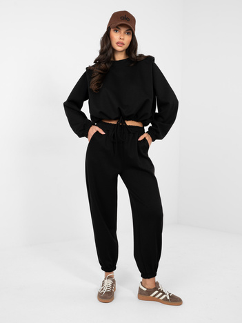 Czarny komplet ze spodniami typu jogger RUE PARIS 