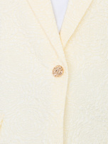 Maślana żółta żakardowa marynarka z imitacją kieszeni RUE PARIS 