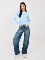 Jasnoniebieska damska bluzka basic z bawełny RUE PARIS 