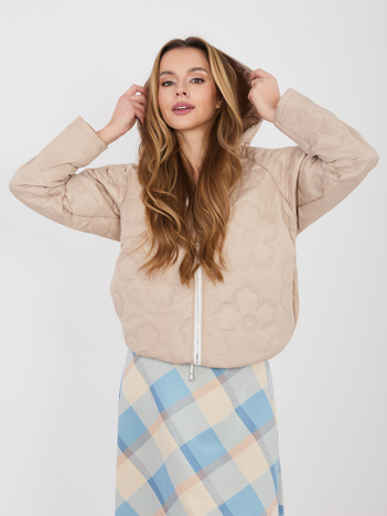 Beżowa pikowana kurtka z kapturem RUE PARIS