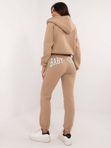 Hurtownia Ciemnobeżowy dresowy komplet z topem