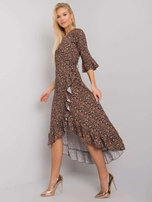 Schwarzes gemustertes Kleid mit Rüsche Williamson OCH BELLA.