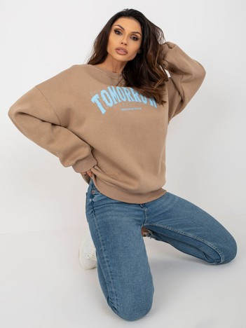 Hurt Dark beige oversized hoodie without a hood.