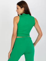 Zielony bawełniany top basic w prążki 