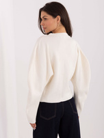 Jasnobeżowy rozpinany sweter z dekoltem V