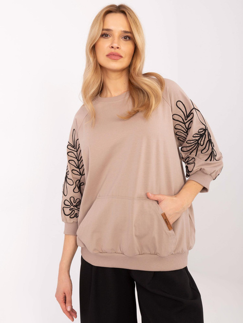 Hurt Ciemnobeżowa bluza kangurka z rękawem 3/4