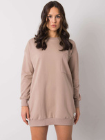 Dunkelbeige Kleid mit Tasche Hanely RUE PARIS.