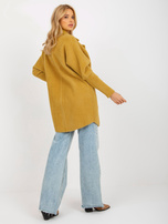 Hurt Musztardowy luźny płaszcz alpaka z kieszeniami 