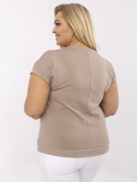 Ciemnobeżowa bluzka plus size z krótkim rękawem