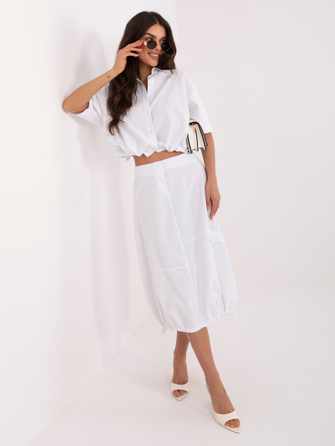 Biała sztruksowa spódnica typu cargo RUE PARIS