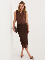 Brązowa koronkowa spódnica z podszewką