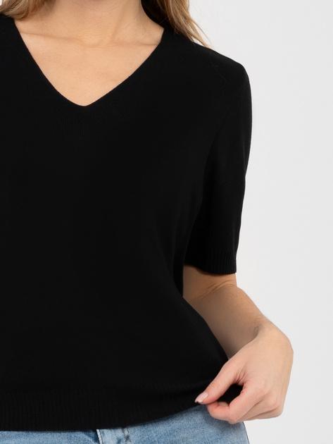 Czarny klasyczny sweter z krótkim rękawem