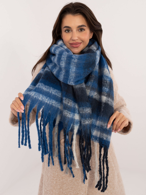 Hurt Ciemnoniebiesko-granatowy szal w kratę